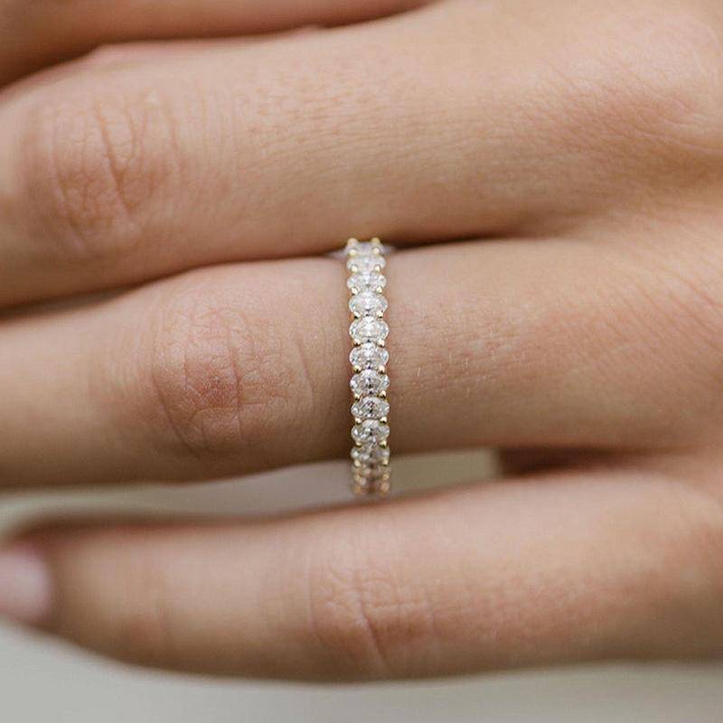 Louily Eternity Oval Cut Simulated Diamond Wedding Band Ring For Women In Sterling Silver - louilyjewelry