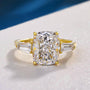 Louily Exquisite Yellow Gold Cushion Cut Three Stone Engagement Ring In Sterling Silver - louilyjewelry