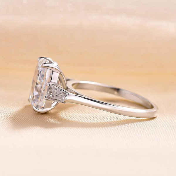 Louily Exquisite Yellow Gold Cushion Cut Three Stone Engagement Ring In Sterling Silver