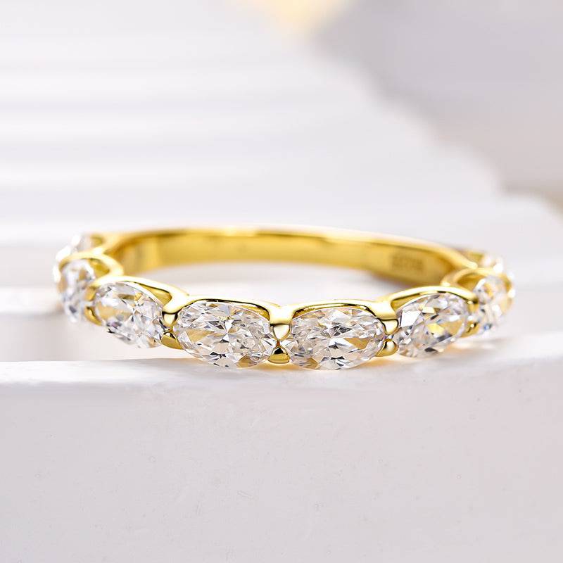 Louily Exquisite Yellow Gold Oval Cut Wedding Band - louilyjewelry