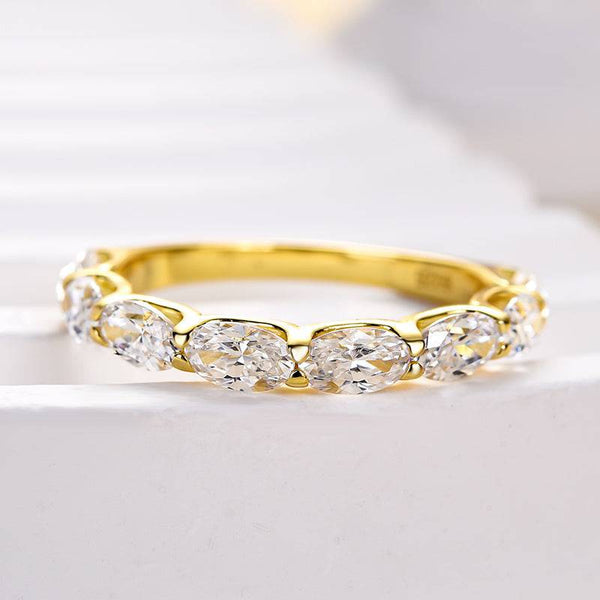 Louily Exquisite Yellow Gold Oval Cut Wedding Band