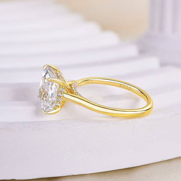 Louily Exquisite Yellow Gold Princess Cut Engagement Ring