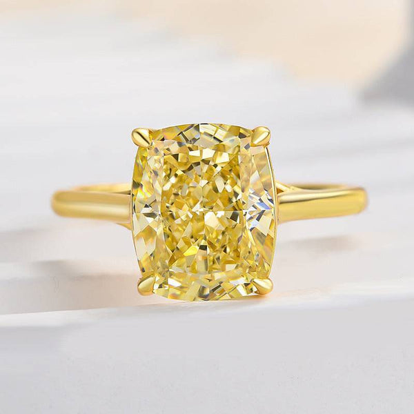 Louily Exquisite Yellow Stone Cushion Cut Engagement Ring