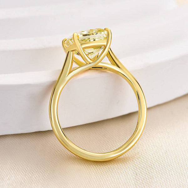 Louily Exquisite Yellow Stone Cushion Cut Engagement Ring