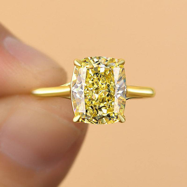 Louily Exquisite Yellow Stone Cushion Cut Engagement Ring
