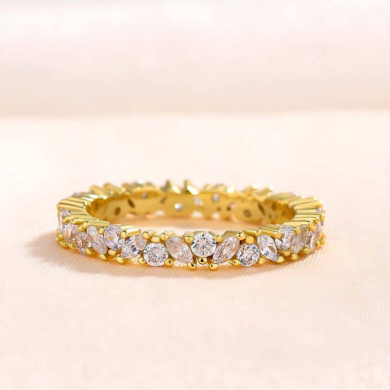 Louily Fashion Design Marquise Cut & Round Cut Wedding Band In Sterling Silver - louilyjewelry