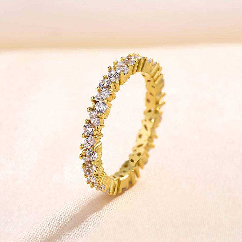 Louily Fashion Design Marquise Cut & Round Cut Wedding Band In Sterling Silver - louilyjewelry