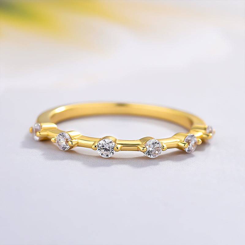 Louily Fashion Design White Gold Round Cut Women's Wedding Band In Sterling Silver - louilyjewelry