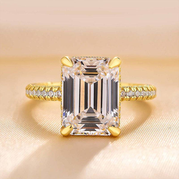 Louily Gorgeous Emerald Cut Engagement Ring For Women In Sterling Silver