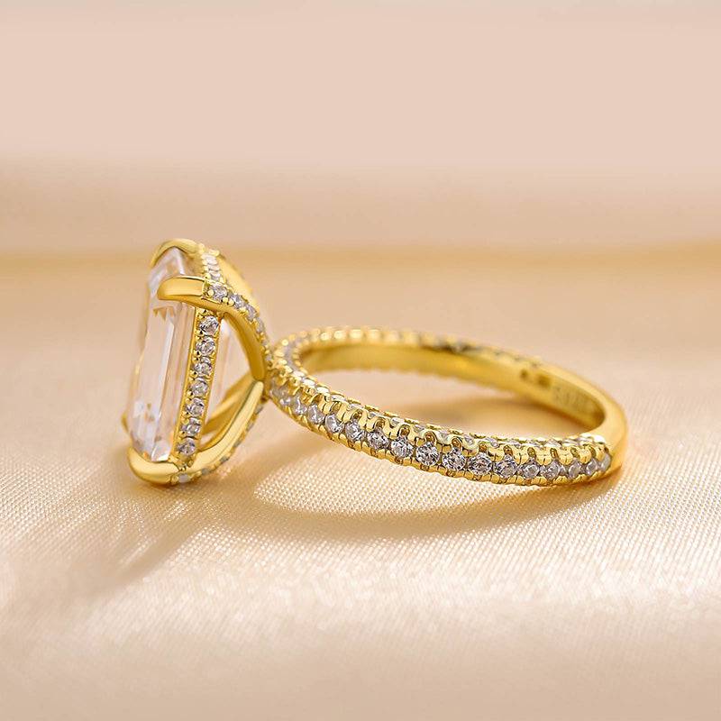 Louily Gorgeous Emerald Cut Engagement Ring For Women In Sterling Silver - louilyjewelry