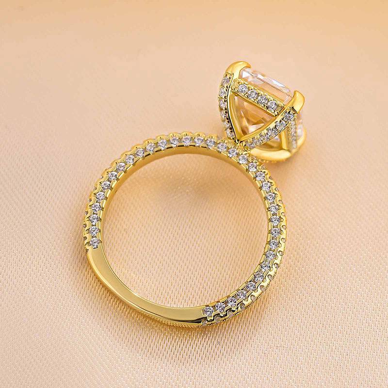 Louily Gorgeous Emerald Cut Engagement Ring For Women In Sterling Silver - louilyjewelry