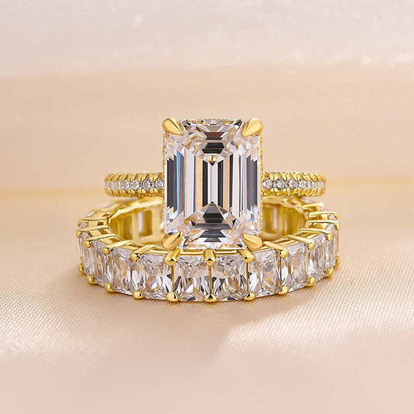 Louily Gorgeous Emerald Cut Wedding Set In For Women Sterling Silver