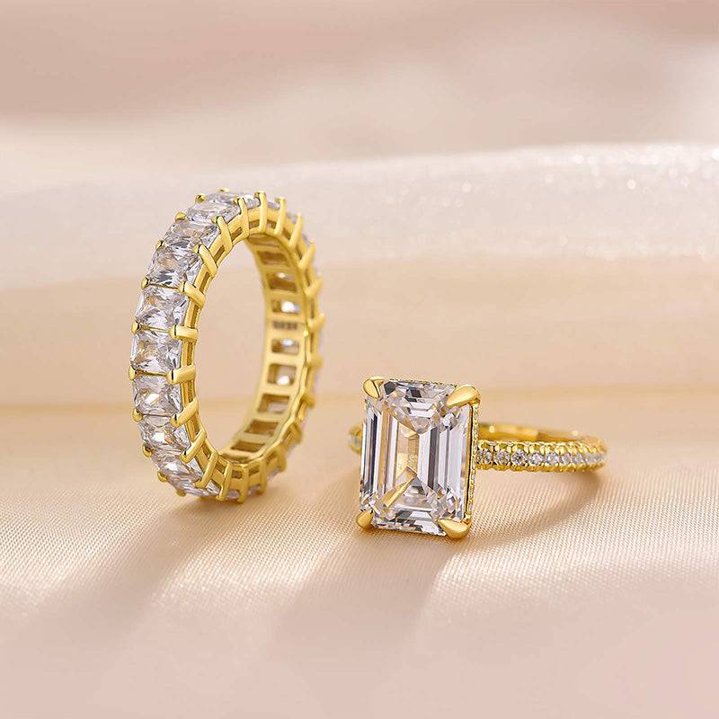 Louily Gorgeous Emerald Cut Wedding Set In For Women - louilyjewelry