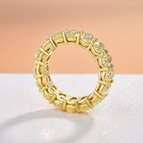 Louily Gorgeous Yellow Gold Oval Cut Yellow Sapphire Wedding Band For Women In Sterling Silver