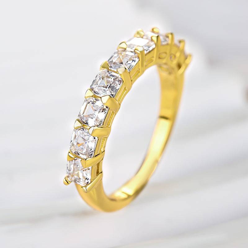 Louily Half Eternity Asscher Cut Wedding Band for Women In Sterling Silver - louilyjewelry