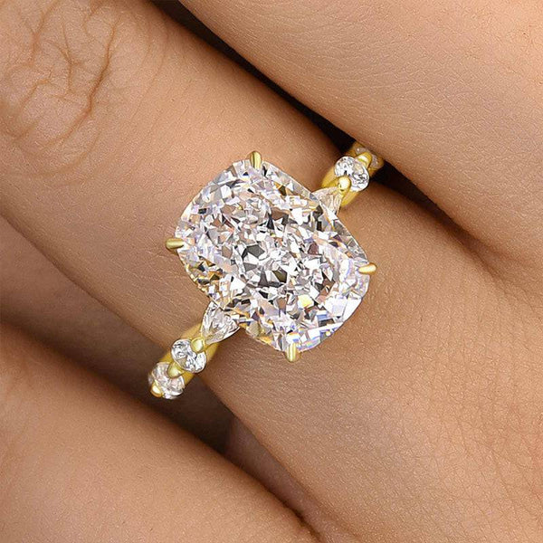 Louily Honorable Yellow Gold Crushed Ice Cushion Cut Engagement Ring