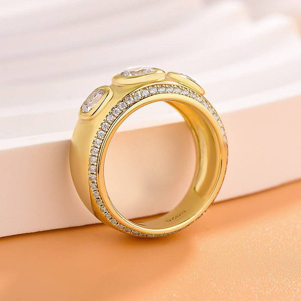 Louily Luxurious Yellow Gold Cushion Cut Women's Wedding Band In Sterling Silver