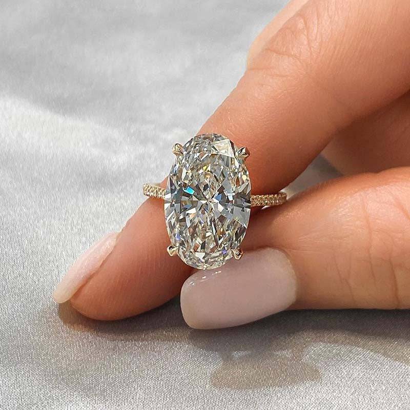 Louily Luxurious Yellow Gold 8.0Ct Oval Cut Engagement Ring In Sterling Silver - louilyjewelry