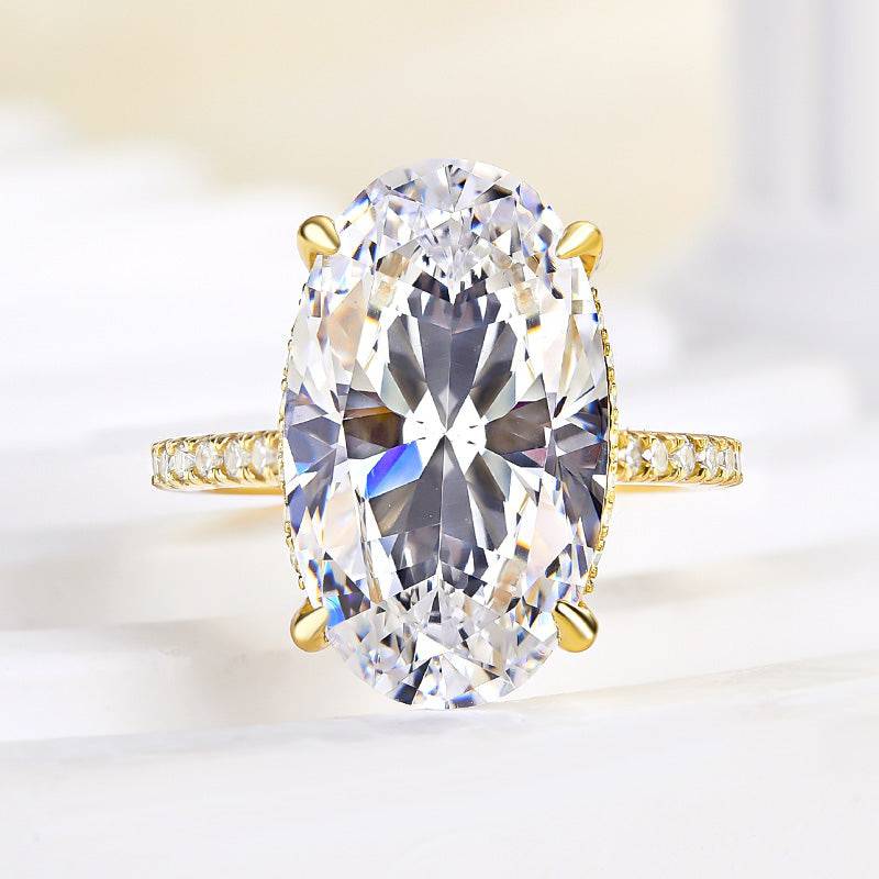 Louily Luxurious Yellow Gold 8.0Ct Oval Cut Engagement Ring In Sterling Silver - louilyjewelry