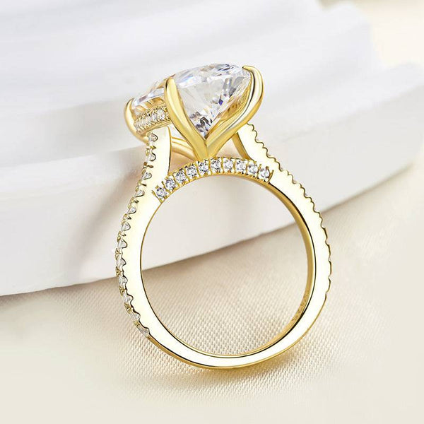 Louily Luxurious Yellow Gold Oval Cut Engagement Ring In Sterling Silver