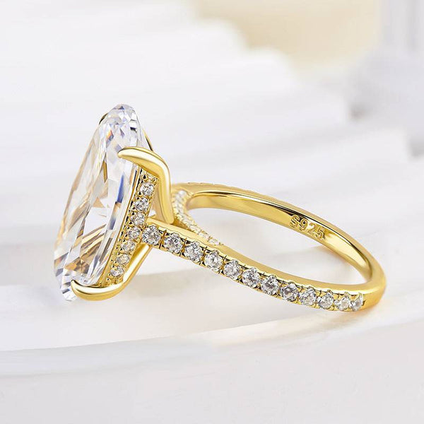 Louily Luxurious Yellow Gold Oval Cut Engagement Ring In Sterling Silver