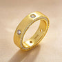 Louily Luxurious Yellow Gold Round Cut Wide Wedding Band In Sterling Silver - louilyjewelry