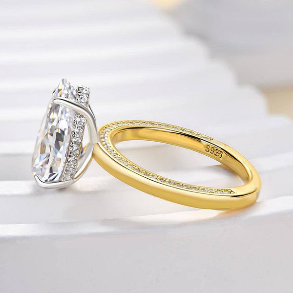 Louily Luxury Two-tone Pear Cut Engagement Ring