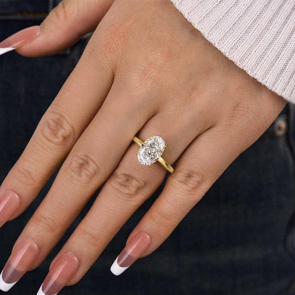 Louily Luxury Crushed Ice Oval Cut Engagement Ring
