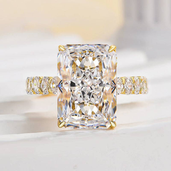 Louily Luxury Yellow Gold Crushed Ice Radiant Cut Engagement Ring