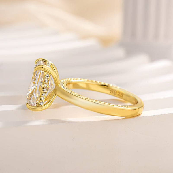 Louily Luxury Yellow Gold Crushed Ice Radiant Cut Engagement Ring For Women In Sterling Silver