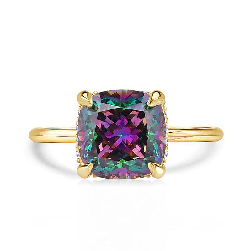 Louily Noble 3.5 Carat Cushion Cut Alexandrite Engagement Ring for Women In Sterling Silver - louilyjewelry
