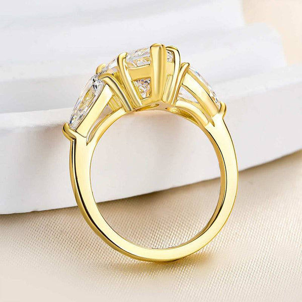 Louily Noble Yellow Gold Three Stone Marquise Cut Engagement Ring