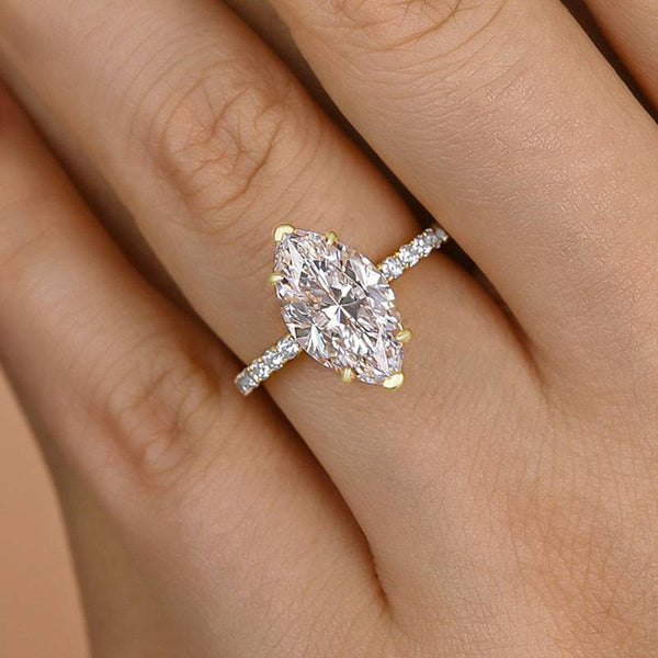 Louily Exquisite Marquise Cut Engagement Ring In Sterling Silver