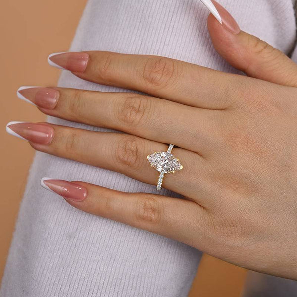 Louily Exquisite Marquise Cut Engagement Ring In Sterling Silver