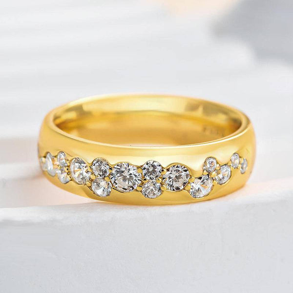 Louily Precious Yellow Gold Round Cut Wedding Band