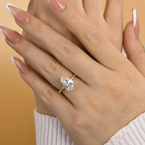 Louily Sparkle Pear Cut Yellow Gold Engagement Ring