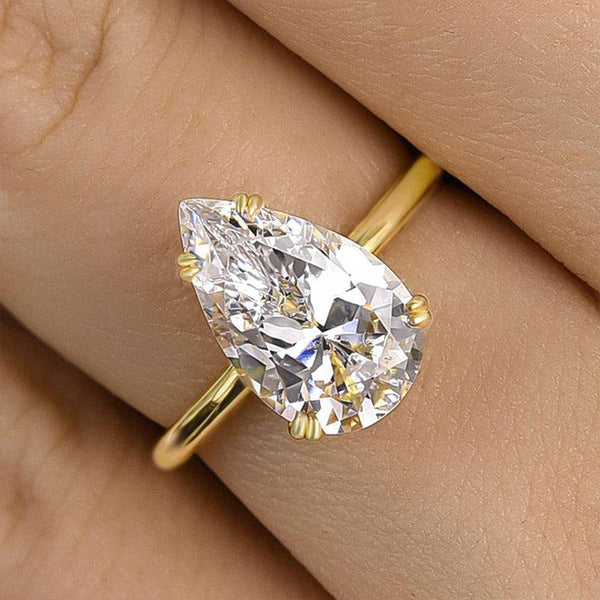 Louily Sparkle Pear Cut Yellow Gold Engagement Ring