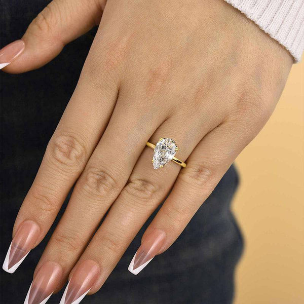 Louily Sparkle Pear Cut Yellow Gold Engagement Ring