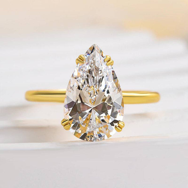 Louily Sparkle Pear Cut Yellow Gold Engagement Ring