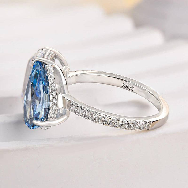 Louily Special Double Stones Design Blue Stone Engagement Ring