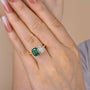 Louily Special Double Stones Design Emerald & Pear Cut Engagement Ring In Sterling Silver - louilyjewelry