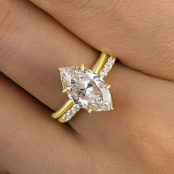 Louily Special Marquise Cut Open Wedding Ring Set