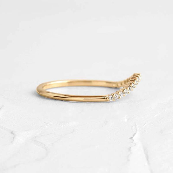 Louily Special Yellow Gold Pave Wedding Band