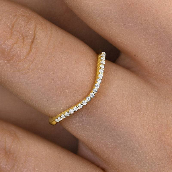 Louily Special Yellow Gold Pave Wedding Band