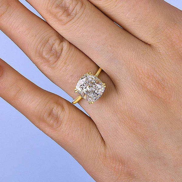 Louily Stunning Cushion Cut Engagement Ring In Sterling Silver