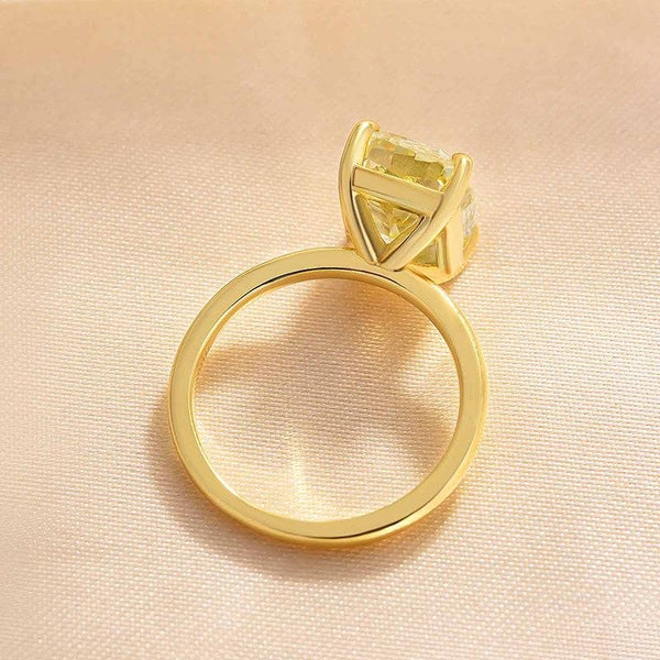 Louily Stunning Yellow Gold Cushion Cut Yellow Sapphire Engagement Ring In Sterling Silver