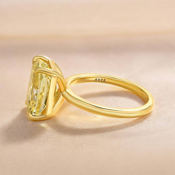 Louily Stunning Yellow Gold Cushion Cut Yellow Sapphire Engagement Ring In Sterling Silver