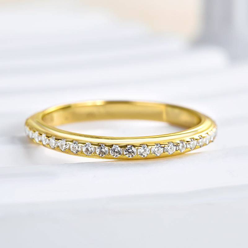 Louily Stunning Yellow Gold Pave Wedding Band - louilyjewelry