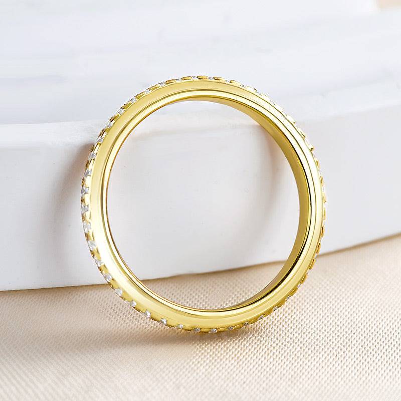 Louily Stunning Yellow Gold Pave Wedding Band - louilyjewelry