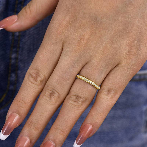 Louily Stunning Yellow Gold Pave Wedding Band